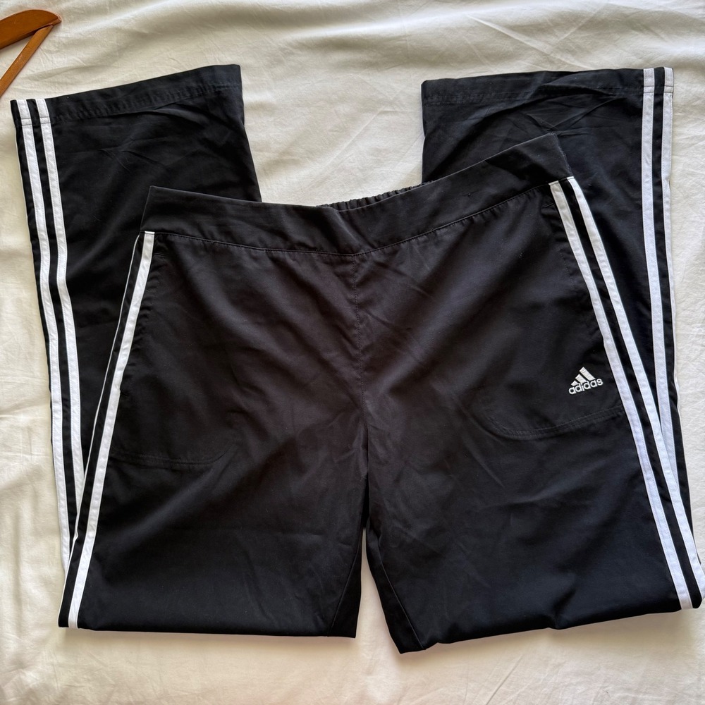 Adidas Womens L 3 Stripe Track Pants Straight Relaxed Leg Y2K 2007 Sporty Spice